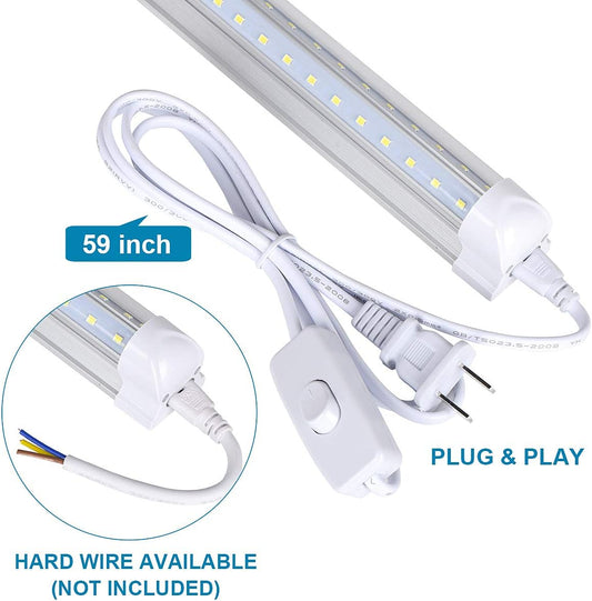 (12-Pack) 8ft LED Shop Light Fixture, 100W 15000LM 6000K, Cold White, V Shape, Clear Cover, Hight Output, Linkable Shop Lights, T8 LED Tube Lights for Garage 8 Foot with Plug
