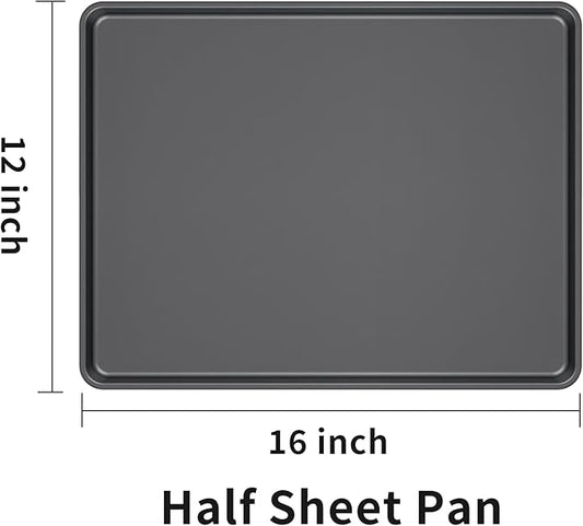 LISI 16" x 12" Half Sheet Pan, Nonstick Carbon Steel Baking Sheet for Oven, Cookie Sheet Tray for Baking, Roasting, and Meal Prep