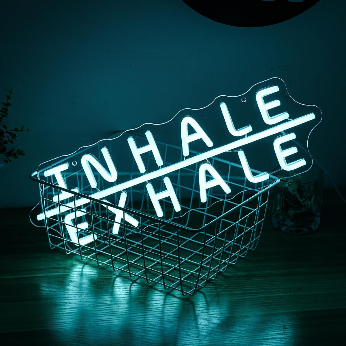 "Inhale Exhale" Neon Sign Yoga Neon Signs Letter Led Neon Sign Blue LED Neon Lights for Yoga Room Pilates Studio Bedroom Gym Decoration