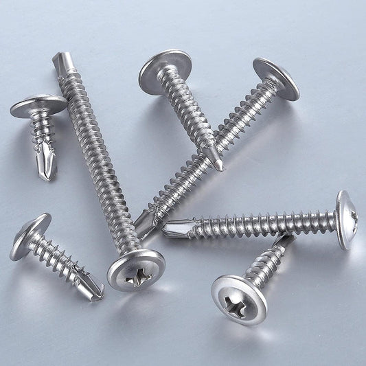 (100 pcs) Wensilon #10×2”for Sheet Metal Self-Tapping Screws 410 Stainless Steel Truss Head High-Strength Quick Tapping Screws