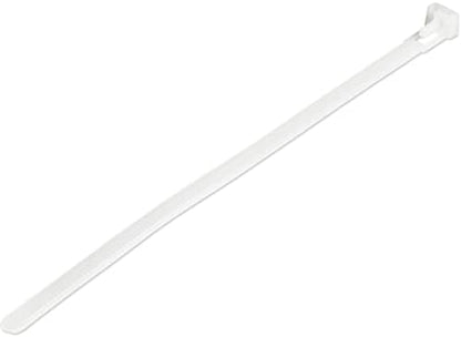 StarTech.com 8"(20cm) Reusable Cable Ties - 1/4"(7mm) wide, 1-7/8"(50mm) Bundle Dia. 50lb(22kg) Tensile Strength, Releasable Nylon Ties, Indoor/Outdoor, 94V-2/UL Listed, 100 Pack - White, TAA