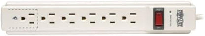 Tripp Lite 6 Outlet Surge Protector Power Strip, 4ft Cord, Tel/Fax/Modem Protection, RJ11, $20,000 INSURANCE (TLP604TEL), Gray