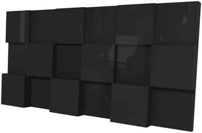 2 PACK — Acoustic Soundproofing Diffusion Panel | Acoustic Treatment for Recording Studio Home Office Podcast Living Room | Absorption - Reflection | Color Plates: (Black glossy plastic, EDISON)