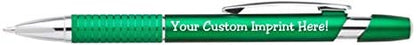 Express Pencils Personalized Ballpoint Pens Click action Custom Black writing ink - The Sleeker - Full color Printed Name Pens with Your Logo/Text/Message FREE PERSONALIZATION - 12 Qty (Green)