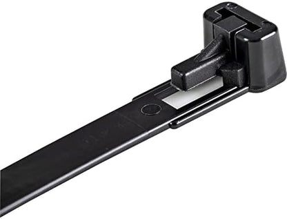 StarTech 5"(12cm) Reusable Cable Ties, 100 Pack, Black, TAA (CBMZTRB5BK)