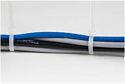 StarTech.com 10"(25cm) Cable Ties - 1/8"(4mm) wide, 2-5/8"(68mm) Bundle Diameter, 50lb(22kg) Tensile Strength, Nylon Self Locking Zip Ties w/Curved Tip, 94V-2/UL Listed, 1000 Pack - White, TAA