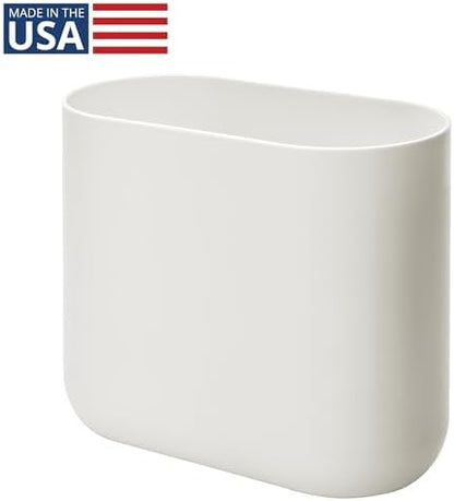 iDesign Small Slim Plastic Bathroom Trash Can, Coconut White