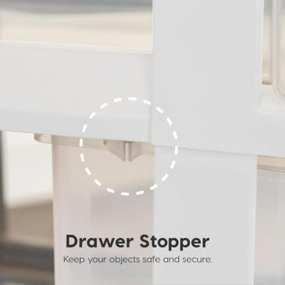 IRIS USA 4-Drawer Rolling Storage Cart, White/Clear