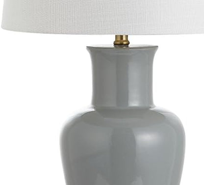 JONATHAN Y Julian Classic Ceramic Urn Metal LED Table Lamp 29", Gray