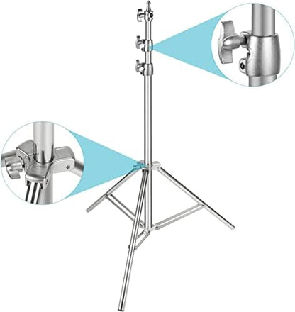 NEEWER 2PCS Light Stand Kit, 79"/200cm Stainless Steel Heavy Duty Tripod Stand with 1/4" to 3/8" Adapter for Studio Softbox, Monolight, Reflector
