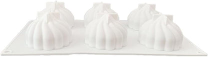 6 Holes Spiral Castle Shape Silicone Mold for Baking Mousse Cake Ice Cream Dessert Pudding Brownie Pastry Fondant Jelly Cake Decoration Mold