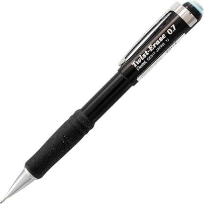 Pentel Twist Erase III Mechanical Pencil 0.7mm - Pre-Loaded Super Hi-Polymer HB Lead - Assorted Color Barrels - Pack of 3 + Lead & Eraser Refills