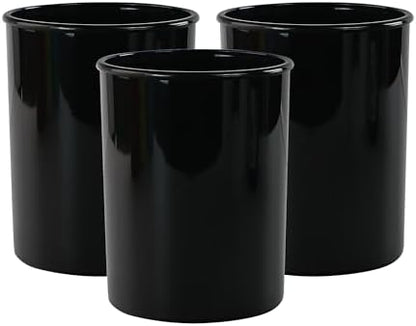 Reston Lloyd Small Utensil Holders, 3-Piece Small Set, Multipurpose Cookware Storage Crock, Kitchen Countertop & Office Desk Organization, BPA-Free Plastic, Black