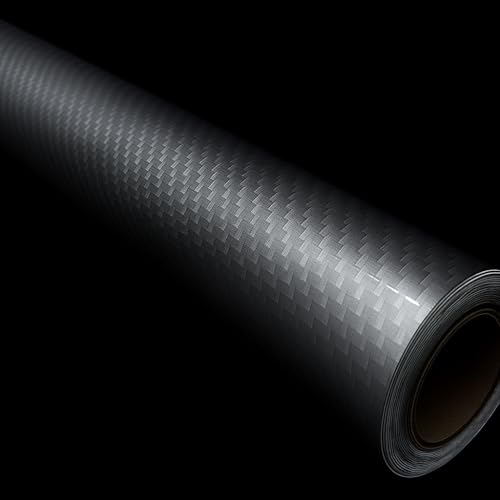 RockRose Carbon Fiber Vinyl Wrap, Anti-Wrinkle, Air Release, Automotoive Bubble Wrap, Self Adhesive Vinyl Stickers DIY Decals (5FT x 60FT, 7D Silver) - color: 7D Silver, size: 5FT x 60FT
