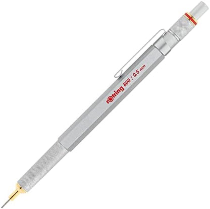 rOtring 800 Retractable Mechanical Pencil, 0.5mm, Silver Metal Barrel - For Drafting, Engineering, Architecture Professionals