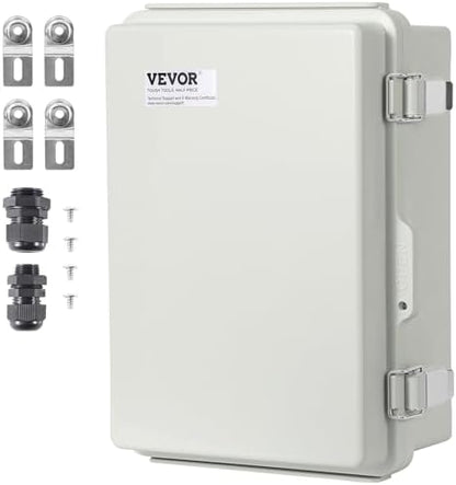 VEVOR Weather-Resistant Junction Box, Dimensions: 11.81 x 7.87 x 7.08 inches, Crafted from Durable ABS Plastic with a Secure Hinged Lid and Stainless Steel Lock, IP67 Rated for Superior Dust and Wa