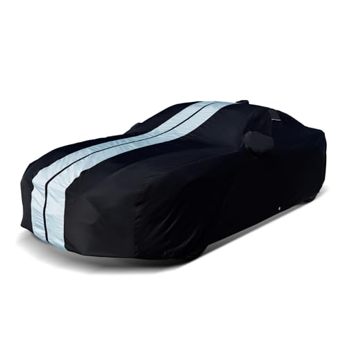 iCarCover Premium Heavy Duty Car Cover - Waterproof All Weather Rain UV Protection, Benz CLK, CLA, RSX, Collora, Prius, X Type, G70, WRX, C70, Size C12 (See Size Chart), Stripe - Black/Gray - color: Sedan & Coupe - Black/Gray, size: C12 for Sedan & Coupe