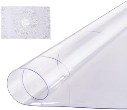 VEVOR Plastic Table Cover, 42 x 42 Inch 2.0 mm Thick Clear Round PVC Desk Mat Protector, Waterproof & Easy Cleaning Desk Pad Tablecloth, for Office, Dresser, Dining Room, Night Stand