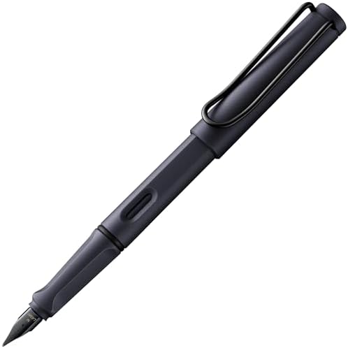 LAMY safari steel black - Fountain Pen with ergonomic grip & polished steel nib in size EF - ideal for any Writing & Calligraphy - including LAMY T 10 blue cartridge - Right-Handed