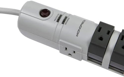 Monoprice 8 Outlet Rotating Surge Strip - UL Rated 2,160 Joules with Grounded and Protected Light Indicator, Gray