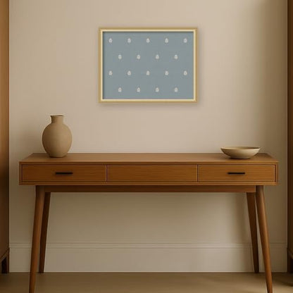 Kate and Laurel Framed Fabric Magnetic Board 26 x 20, Blue Botanical Block Print Printed Linen Casual Transitional Bulletin Board for Use as a Vision Board or Wall Organization, Florence Gold Frame