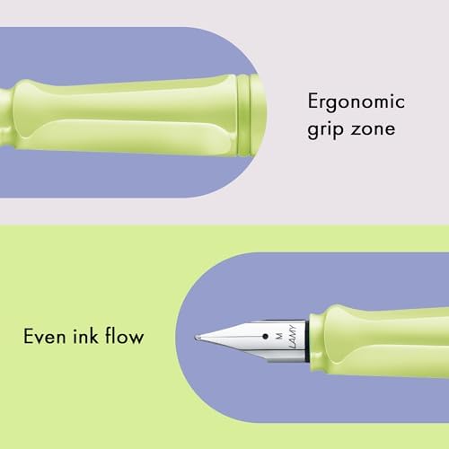 LAMY safari springgreen - Fountain Pen with ergonomic grip & polished Left-Handed steel nib (LH) in size M - ideal for any Writing & Calligraphy - including LAMY T 10 blue cartridge