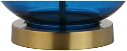 JONATHAN Y Lavelle 25" Glass Lamp, Cobalt Blue/Brass Gold, Set of 2