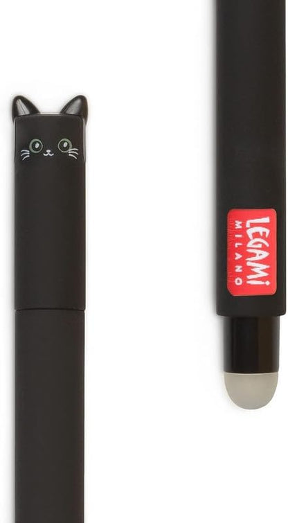 LEGAMI - Set of 7 Erasable Gel Pens with Thermosensitive Erase Ink, Range of ink colours & barrel designs, 0.7mm Tip, Cat, Bee, Monster, Giraffe, Panda, Shark, Hippo Designs