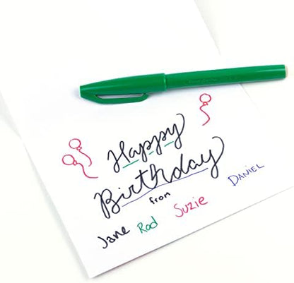 Pentel Sign Pen Fiber-Tipped Pen, Green Ink, Box of 12 (S520-D)