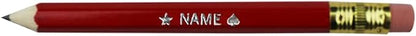 EZPENCILS & GIFTS - Golf Pencils Tipped with Eraser (1/2 a Pencil - Pew Pencils) - Red Colored Barrel - FREE-PERSONALIZATION - 2HB Black Lead - Custom Text - Non-Smear Eraser – Package of 90