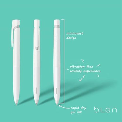 Zebra Pen bLen White Retractable Gel Pen, Black Ink, 0.7mm, 2-Pack