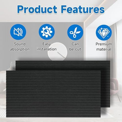 Large Acoustic Panels for Wall Sound Proof Sound Dampening Panels for Wall Decor And Ceilings 47.2 x 23.6 x 0.4 Inch Polyester Fiber Noise Absorb Panels for Bedroom Home Studio Office (Black, 10 Pack)