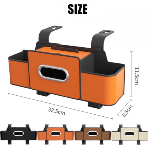 Car Multifunctional Seat Back Waterproof Storage Bag, Universal Multi Functional Car Seat Back Storage Box, Car Tissue Organizer with 2 Drink Cup Holder & 2 Hook Up (Black) - color: Black
