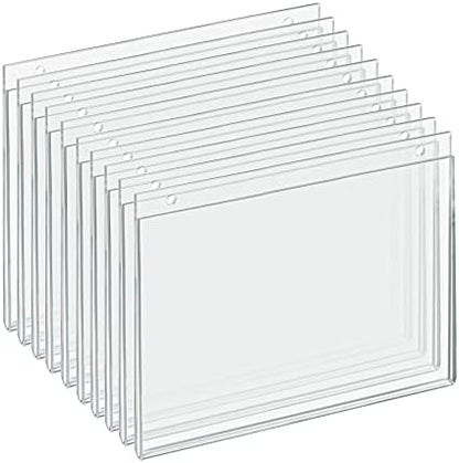 Azar 162715 Acrylic Horizontal Wall Mount Sign Holder, 10 Count, 11 in W x 8.5 in H
