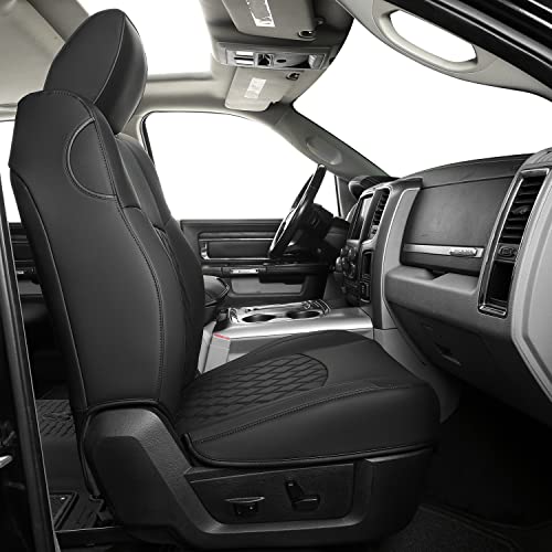 FEELiT Waterproof Seat Covers Full Set, Custom Fit 2011-2018 Ram 1500 &Some 2011-2025 2026 Ram 2500&3500 Bighorn Laramie Limited Longhorn Pickup with 4/6 Split Curved Rear Seat (02-Full Set, Black) - color: Black, size: Size #2: Full Set