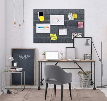 Large Cork Board Felt Board Tiles for Walls with 60 Push Pins, 11.8"x11.8" Pack of 12 Pin Board Notice Boards for Home Office Kitchen, Bulletin Board Wall Tiles for Photos Memos
