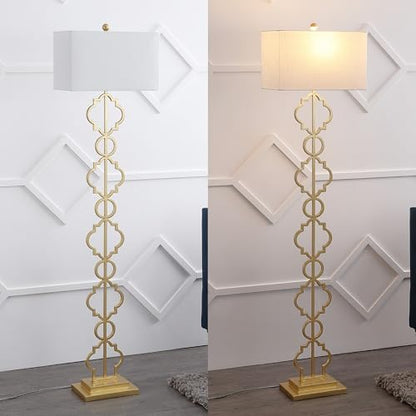 JONATHAN Y Selina Floor Lamp 64.5" Metal Ogee Trellis, Gold Painting