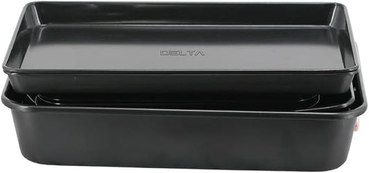 Stackable Nonstick Bakeware Set, 8 Piece Baking Pan Set, Oven Safe Carbon Steel, Includes Cookie Sheet, Muffin Pan, Loaf Pan & Roaster