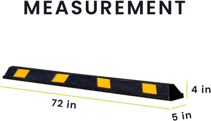 Zento Deals Rubber Parking Curb Garage Car Stopper - Parking Wheel Stopper Block 72” Wide Easy to Install, Black/Yellow Reflective Parking Block; for Car, Truck, Trailer and RV (Black/Yellow 12pack)