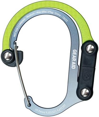 GEAR AID HEROCLIP 360° Swivel Carabiner Gear Clip and Hook (Medium) for Camping, Backpack, Suitcases and Garage Organization