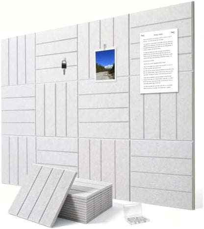 0.47" Thick Felt Wall Tiles 48"x36" Cork Board Alternative 12 Pack 11.81"x11.81"Felt Bulletin Board Pin Board with Removable Adhesive Tape&60 Pushpins for Home Office School(Bold-Light Camel)