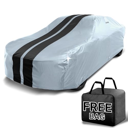 iCarCover Premium Car Cover for 1966-1969 Jaguar 420 Heavy Duty Waterproof All Weather Automobiles Custom Fit Full Exterior Indoor Outdoor UV Snow Rain Protection Covers (Stripe - Gray/Black) - color: Gray / Black (Stripe), size: 1. Jaguar 420 1966-1969