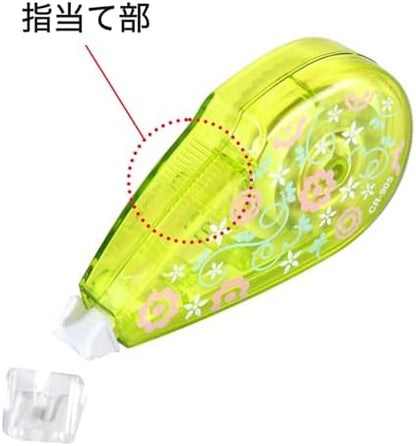 Plus CR-905 CR-905 48-538 x 10 Correction Tape ME Flower Pattern Assortment, Yellow, Blue, Pink, Single Use Type, 0.2 inches (5 mm) x 2.9 ft (7.5 m), Pack of 10