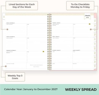 Blue Sky 2027 Weekly & Monthly Planner Calendar, 8.5"x11", Coming Up Roses