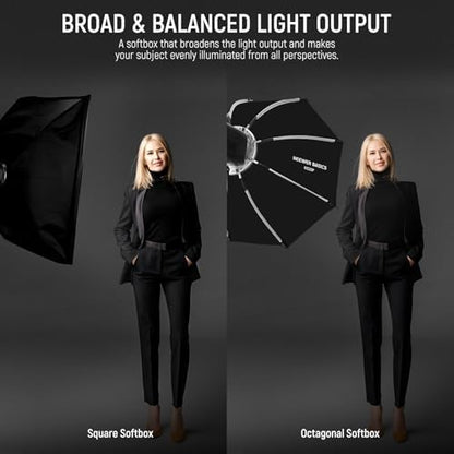 NEEWER Basics Octagonal Softbox Kit for Studio Photography Video Recording Streaming, 25.6"/65cm Quick Release Bowens Mount Softbox/Grid/Light Diffusers for Continuous Lighting & Strobe Flash, NS33P