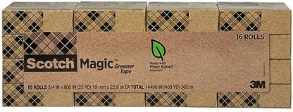 Scotch Magic Greener Tape, 0.75 in .x 900 in., 16 Rolls