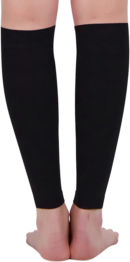 BSERA Calf Compression Sleeve Women, 2 Pairs 15-20mmHg Calf Support Footless Compression Socks Stockings for Shin Splints, Varicose Veins, Recovery (Black, Small)