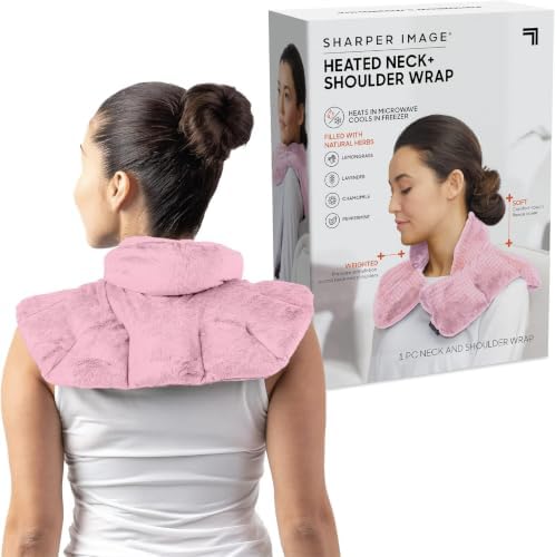 Sharper Image Heated Neck&Shoulder Wrap-Microwavable Warm&Cooling Plush Pad,Scented Aromatherapy (100% Natural Lavender_&Herb Spa Blend),Pain Tension Headache Relief Therapy,Gift for Women (Pack of 8)
