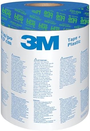 ScotchBlue Pre Plastic Painters Tape with Bladed Dispenser, 24 in x 30yd, Tape & Masking Film Combined, Static Cling to Stay in One Place, No Residue Masking Tape (PTD2093EL-24-S) | (Pack of 6)