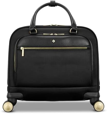 Samsonite Mobile Solutions 2 Spinner Mobile Office - Carry-On Rolling Laptop Bag with USB Pass-Through, Padded Laptop & Tablet Sleeves, File Organizer, Smooth Spinner Wheels, StackIt™ Strap - Black